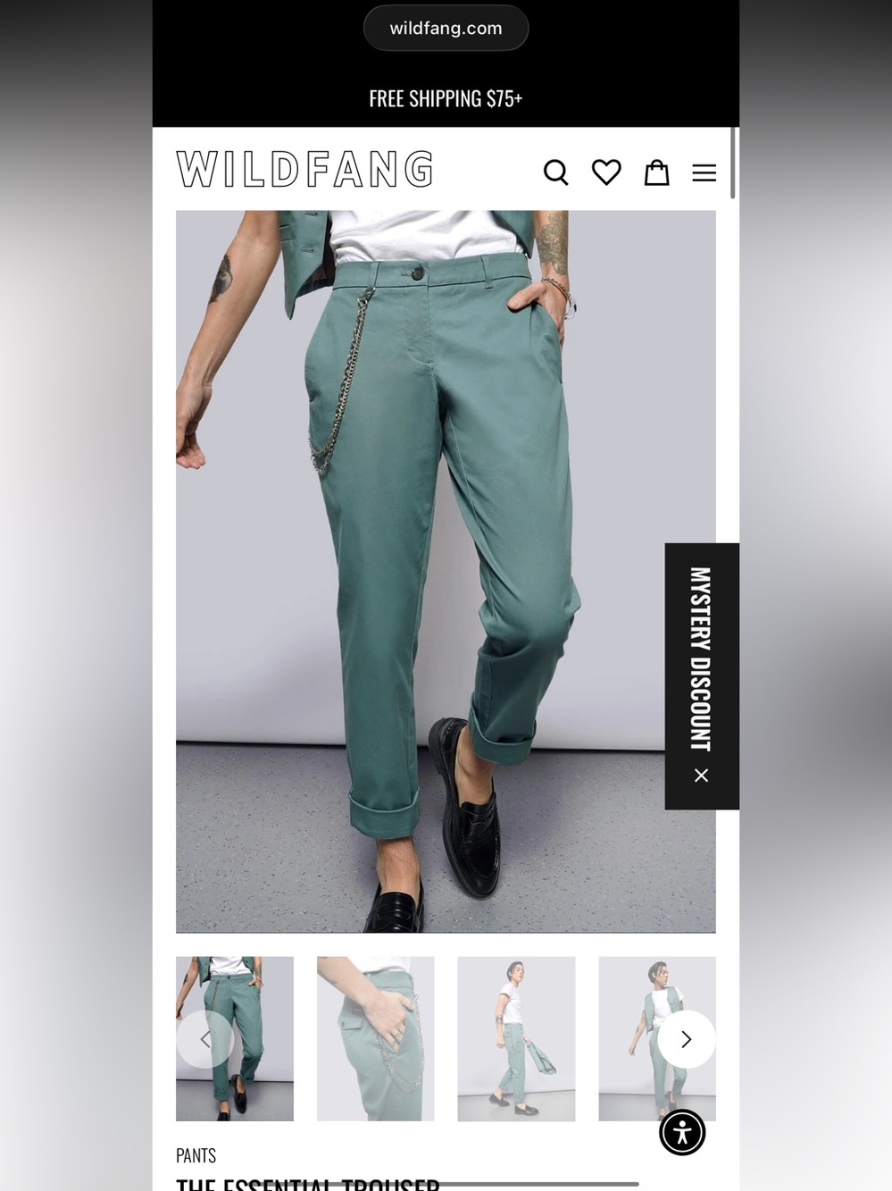 NWT WildFang The Essential Trouser in Dark Teal Size 8